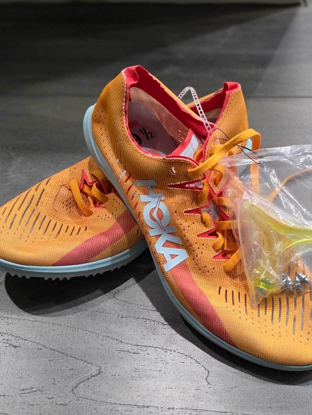 Hoka U Cielo X LD Spike Sneaker Shoes Unisex Orange M9.5/W11;M14/W15;M12/W13.5